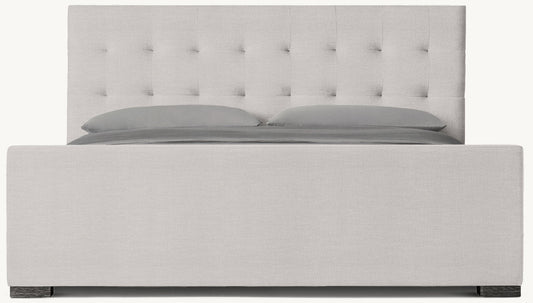Modena Fabric Platform Bed: Black Oak | Perennials Performance Textured Linen Weave - Dove